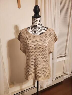 The New York & Company Beige Crochet Top